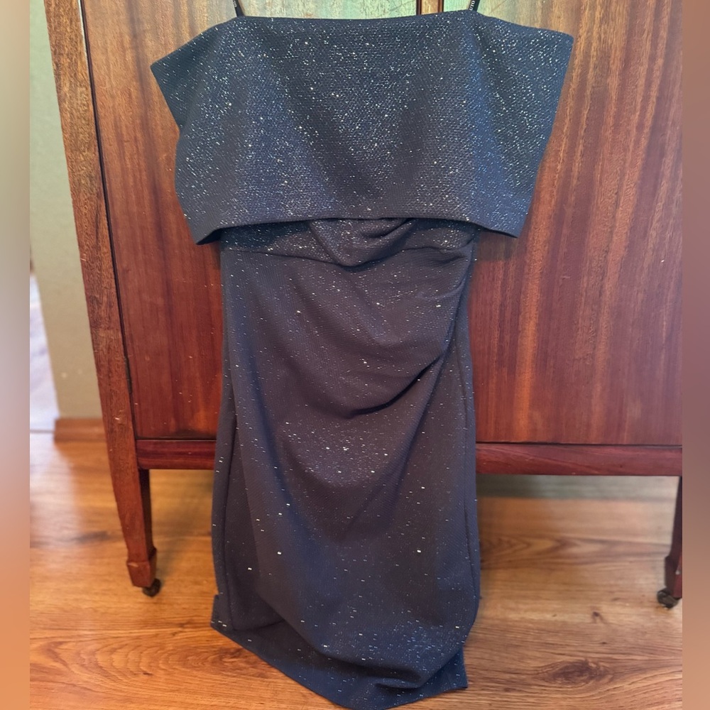 Beautiful off the shoulder dark grey dress